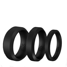 Load image into Gallery viewer, Rings Smooth Black Bevel Edge Silicone Unisex Ring