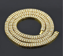Load image into Gallery viewer, Necklaces 2 Row Tennis 14K Yellow Gold Plated Chain
