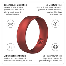 Load image into Gallery viewer, Rings Satin Chrome Red Silicone Unisex Ring
