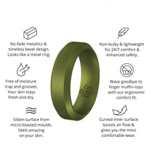 Load image into Gallery viewer, Rings Crocodile Earth Green Bevel Edge Silicone Unisex Ring