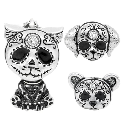 Necklaces Day of the Dead Animal Necklace Interchangeable Sugar Skull Pendant