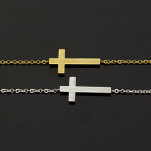 Load image into Gallery viewer, Bracelets Sideways Cross Charm Stretch Chain Bracelet