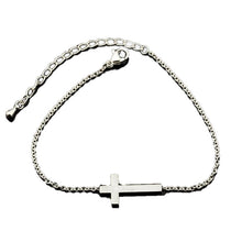 Load image into Gallery viewer, Bracelets Sideways Cross Charm Stretch Chain Bracelet