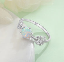 Load image into Gallery viewer, Rings Round White Opal Leaf Sterling Silver Ring