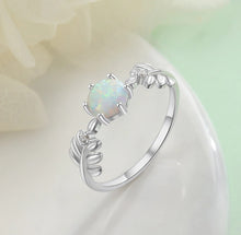 Load image into Gallery viewer, Rings Round White Opal Leaf Sterling Silver Ring