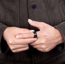 Load image into Gallery viewer, Rings Black Titanium Steel Engraved Band Ring