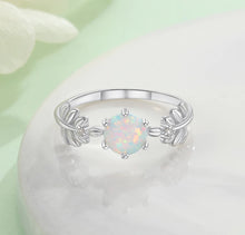 Load image into Gallery viewer, Rings Round White Opal Leaf Sterling Silver Ring
