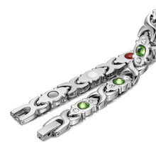 Load image into Gallery viewer, Bracelets Women's Green Crystal Stainless Steel Magnetic Therapy Bracelet