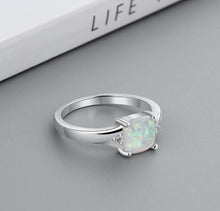 Load image into Gallery viewer, Rings Luxury Square White Opal Sterling Silver Ring