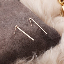 Load image into Gallery viewer, Earrings 18K Rose Gold Bar Dangle Earrings