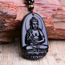 Load image into Gallery viewer, Necklaces Black Obsidian Carved Lucky Buddha Amulet Necklace
