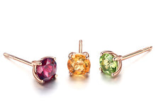 Load image into Gallery viewer, Earrings 18K Pure Rose Gold Gemstone Stud Earrings