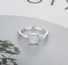Load image into Gallery viewer, Rings Luxury Square White Opal Sterling Silver Ring