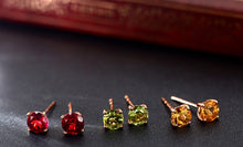 Load image into Gallery viewer, Earrings 18K Pure Rose Gold Gemstone Stud Earrings