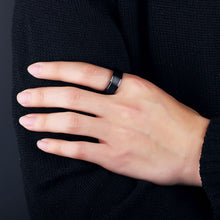 Load image into Gallery viewer, Rings Black Titanium Steel Engraved Band Ring