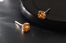 Load image into Gallery viewer, Earrings 18K Pure Rose Gold Gemstone Stud Earrings
