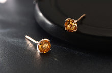 Load image into Gallery viewer, Earrings 18K Pure Rose Gold Gemstone Stud Earrings