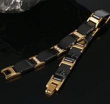 Load image into Gallery viewer, Bracelets Black and Gold Unisex Magnetic Therapy Bracelet