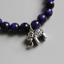 Load image into Gallery viewer, Bracelets Violet Stone Beads Elephant Charm Meditation Bracelet
