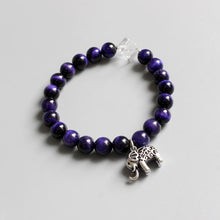 Load image into Gallery viewer, Bracelets Violet Stone Beads Elephant Charm Meditation Bracelet
