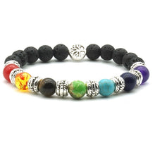 Load image into Gallery viewer, Bracelets Seven Chakras Tree Of Life Lava Stone Essential Oil Bracelet