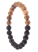 Load image into Gallery viewer, Bracelets Lava Stone Essential Oil Bracelet - Wood Beads