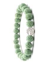 Load image into Gallery viewer, Bracelets Light Green Lava Stone Tree of Life Essential Oil Bracelet