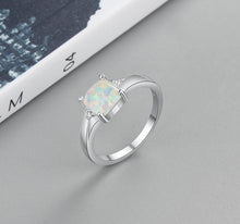 Load image into Gallery viewer, Rings Luxury Square White Opal Sterling Silver Ring
