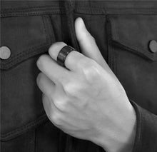 Load image into Gallery viewer, Rings Black Titanium Steel Engraved Band Ring