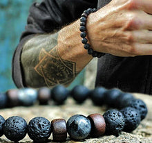 Load image into Gallery viewer, Bracelets Wood and Lava Stone Essential Oil Bracelet