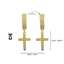 Load image into Gallery viewer, Earrings Sterling Silver CZ Cross Dangle Earrings