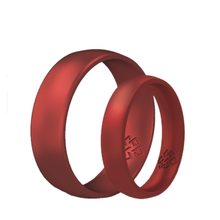 Load image into Gallery viewer, Rings Satin Chrome Red Silicone Unisex Ring