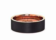 Load image into Gallery viewer, Rings Black Brushed Tungsten Rose Gold Ring