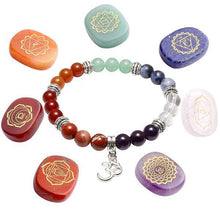 Load image into Gallery viewer, Bracelets Seven Chakra Beaded Polished Bracelet with 7 Reiki Stones