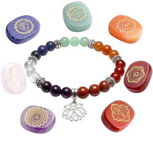 Load image into Gallery viewer, Bracelets Seven Chakra Beaded Polished Bracelet with 7 Reiki Stones