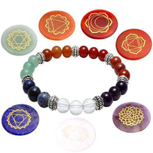 Load image into Gallery viewer, Bracelets Seven Chakra Beaded Polished Bracelet with 7 Reiki Stones