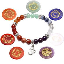 Load image into Gallery viewer, Bracelets Seven Chakra Beaded Polished Bracelet with 7 Reiki Stones