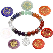 Load image into Gallery viewer, Bracelets Seven Chakra Beaded Polished Bracelet with 7 Reiki Stones