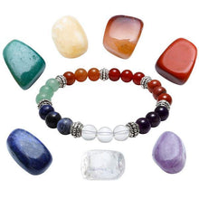 Load image into Gallery viewer, Bracelets Seven Chakra Beaded Polished Bracelet with 7 Reiki Stones