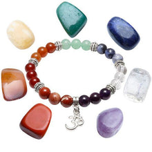Load image into Gallery viewer, Bracelets Seven Chakra Beaded Polished Bracelet with 7 Reiki Stones