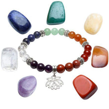 Load image into Gallery viewer, Bracelets Seven Chakra Beaded Polished Bracelet with 7 Reiki Stones