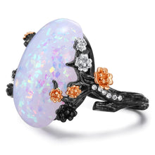 Load image into Gallery viewer, Rings Vintage White Fire Opal Natural Stone Ring