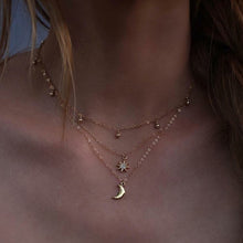 Load image into Gallery viewer, Necklaces Crescent Bead Three Layer Choker Necklace