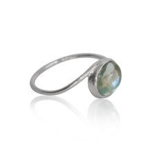 Load image into Gallery viewer, Rings Aquamarine Oval Twist Sterling Silver Ring