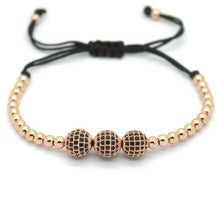 Load image into Gallery viewer, Bracelets 18K Gold Plated Beads 3 Diamond Ball Unisex Bracelet