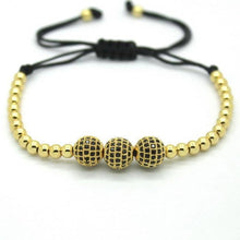 Load image into Gallery viewer, Bracelets 18K Gold Plated Beads 3 Diamond Ball Unisex Bracelet