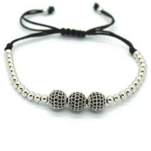 Load image into Gallery viewer, Bracelets 18K Gold Plated Beads 3 Diamond Ball Unisex Bracelet
