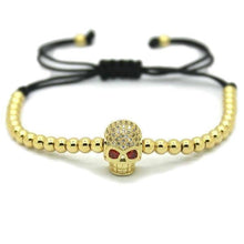 Load image into Gallery viewer, Bracelets 18K Gold Plated Beads Skull Unisex Bracelet