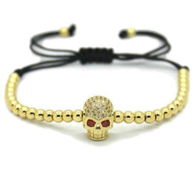 Load image into Gallery viewer, Bracelets 18K Gold Plated Beads Skull Unisex Bracelet
