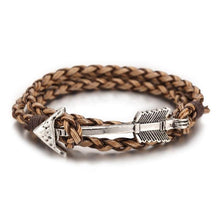 Load image into Gallery viewer, Bracelets Arrow Charm Wraparound Braided Leather Bracelet
